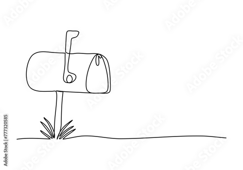 Mail box. One line drawing vector illustration.