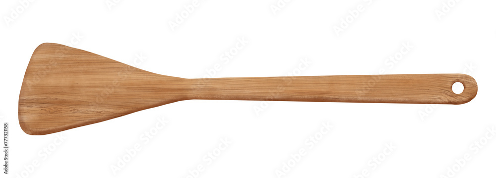 Watercolor illustration of Wooden slotted spoon isolated on transparent background. Cooking utensil. Design element for cookbook, menu, card, logo. Flat lay.