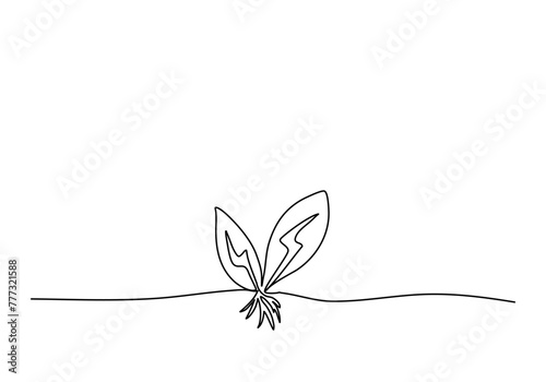 Plant with a sign of power on the leaves, one line drawing vector illustration. © Anastasiya