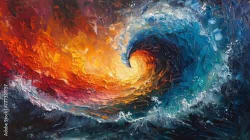 Abstract oil paint vortex capturing the chaotic beauty of swirling colors and textures.