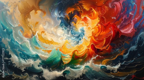 Dynamic and immersive oil paint whirlwind capturing the essence of surrealism.