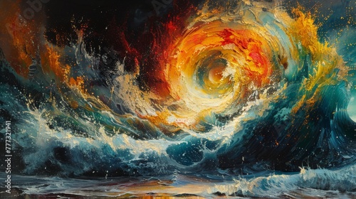 Dynamic and immersive oil paint whirlwind capturing the essence of surrealism. photo