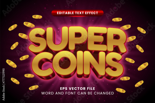 Super coin money 3d editable vector text effect