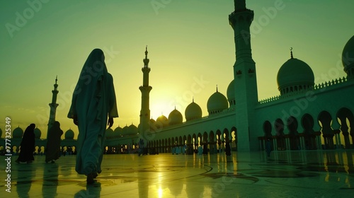 Sunset Silhouettes at Sheikh Zayed Mosque photo