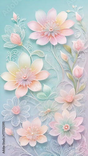 enchanting array of pastel flowers  each piece a serene celebration of nature s delicate beauty