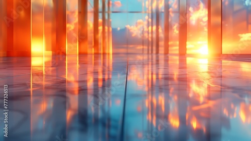 Azure Reflections: The Dance of Light and Sky in a Modern Glass Atrium