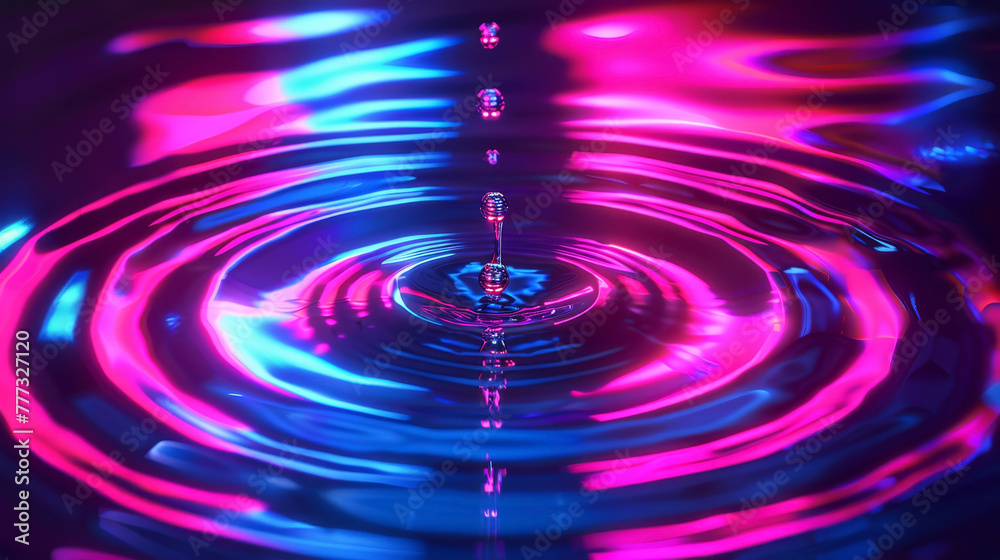 Abstract neon droplet frame with a ripple effect, minimalist dark design, Abstract neon droplet frame with a ripple effect, minimalist dark design,