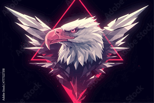 Vector Logo Eagle Patriotic Black Isolated