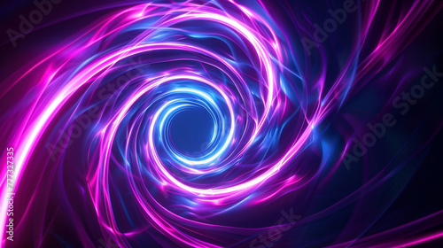 Abstract neon vortex frame  drawing the viewer in  clean and dark design 