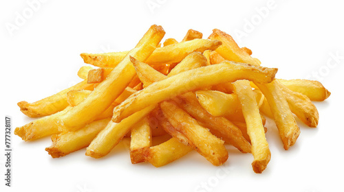 Indulge in the crispy goodness of French fries, isolated on a transparent background with sharp edges, presented in stunning 32k resolution. AI generative. photo