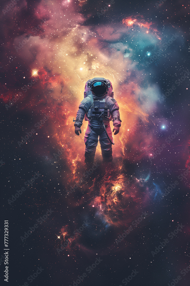 Obraz premium illustration of astronaut on the space background