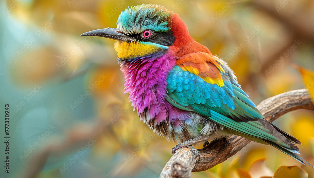 Obraz premium Vibrant gold and blue macaw perched in nature, AI Generative.