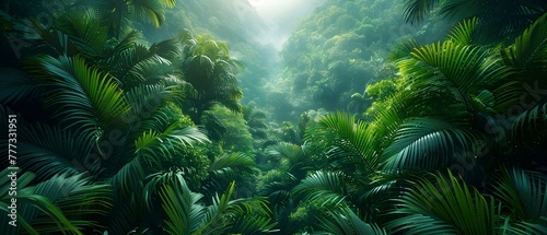 Costa Rican Forest Landscape: Trees and Plants in Nature. Concept Costa Rica, Forest landscape, Trees, Plants, Nature