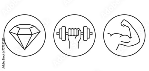 Vászonkép Hardness and strength icons set in thin line
