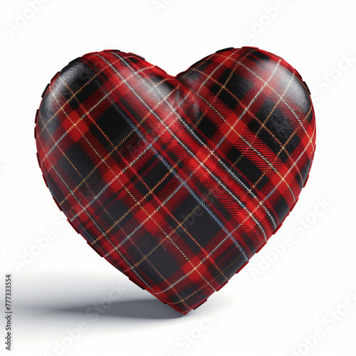 A heart-shaped design fashioned with tartan, representing heritage, tradition, and the woven threads of enduring love in a patterned and symbolic arrangement.