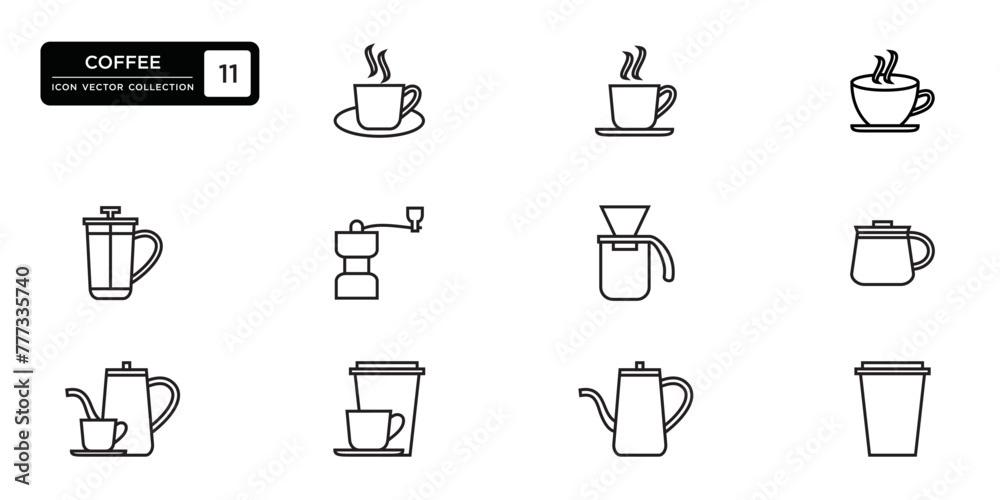 Coffee icons collection, vector icon templates editable and resizable Coffee icons collection, vector icon templates editable and resizable