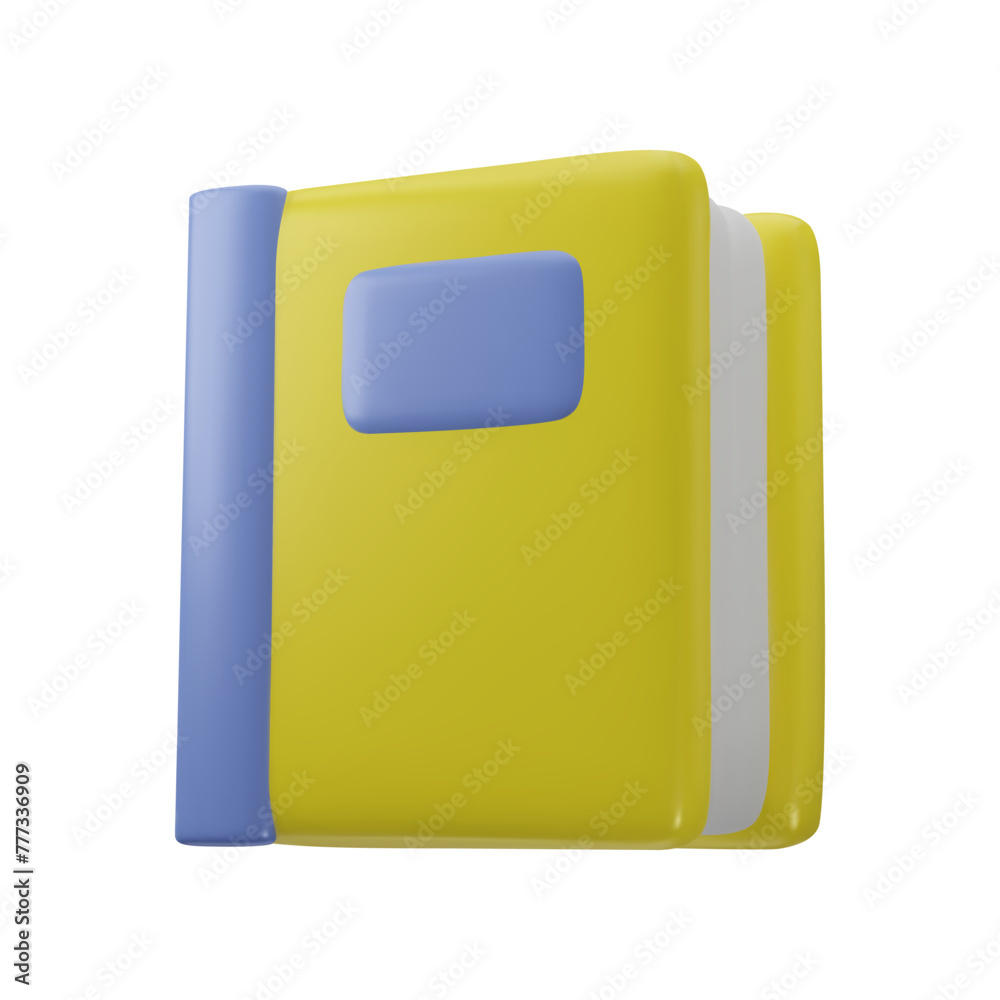 3D cartoon yellow closed book in minimal realistic style. Cute glossy students book design. Mock up for educational book and literature publishers. Vector illustration symbol of knowledge. 3D cartoon yellow closed book in minimal realistic style. Cute glossy students book design. Mock up for educational book and literature publishers. Vector illustration symbol of knowledge.