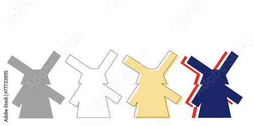 Holland windmill vector illustration The Netherlands Travel Landmark line art and silhouette of the windmill