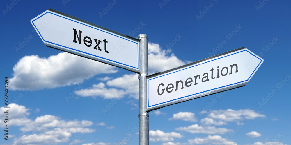 Next generation - metal signpost with two arrows Next generation - metal signpost with two arrows