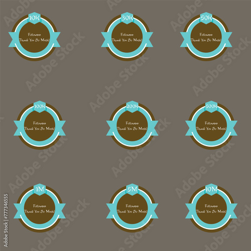 Adobe IllustFollowers Achievement Badge Thank you 10K 30K 50K 100K 200K 500K 1M 5M 10M Follower Badgesrator Artwork