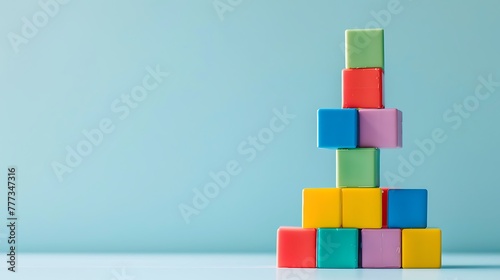 Copy space block building plastic toy, copy blank space, random placement, colorful joy