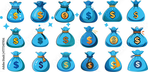 Dollar bags vector set