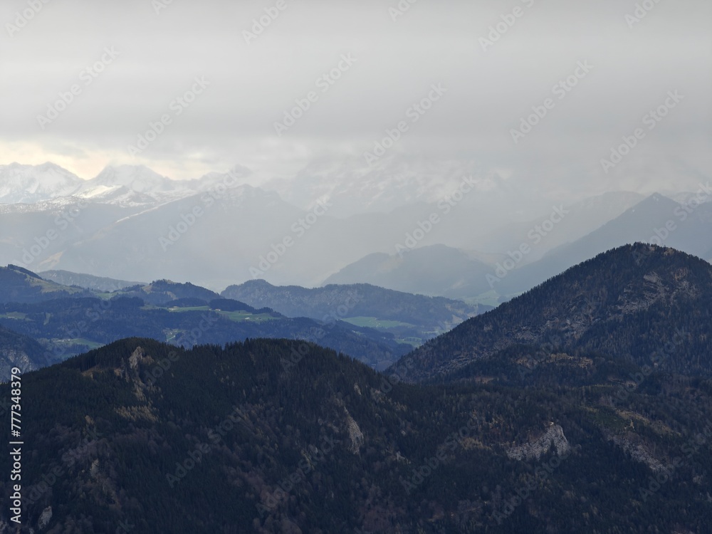 mountains and clouds