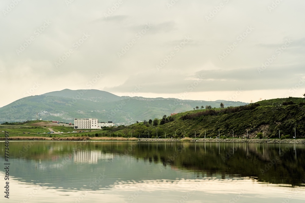 View of the beautiful lake Lisi. Lisi Park in Tbilisi, Georgia. High quality photo