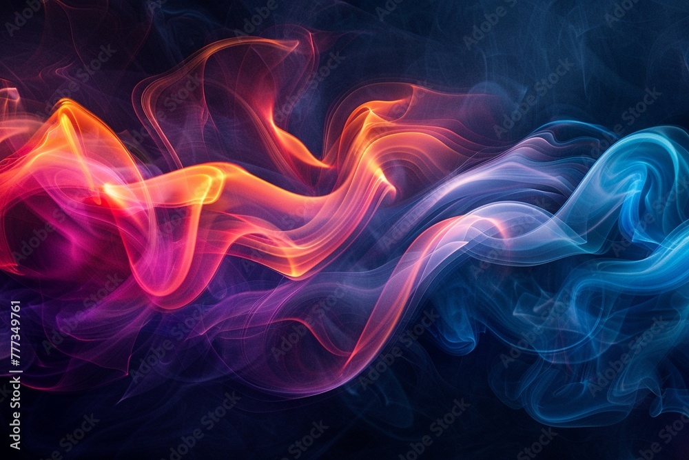 Random swirls of multicolored vibrant smoke against a stark black background ,3DCG,clean sharp focus Random swirls of multicolored vibrant smoke against a stark black background ,3DCG,clean sharp focus