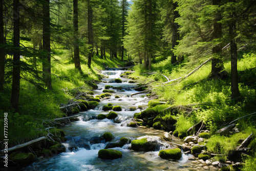 stream in the forest.