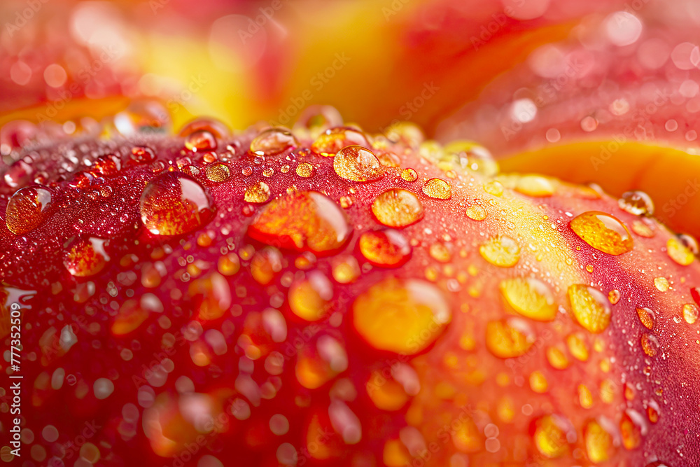 Peach with water drops Peach with water drops