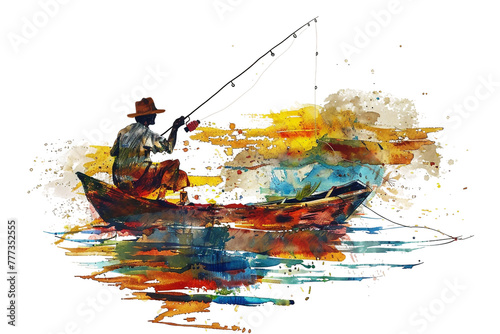 Fishing adventure on a transparent background