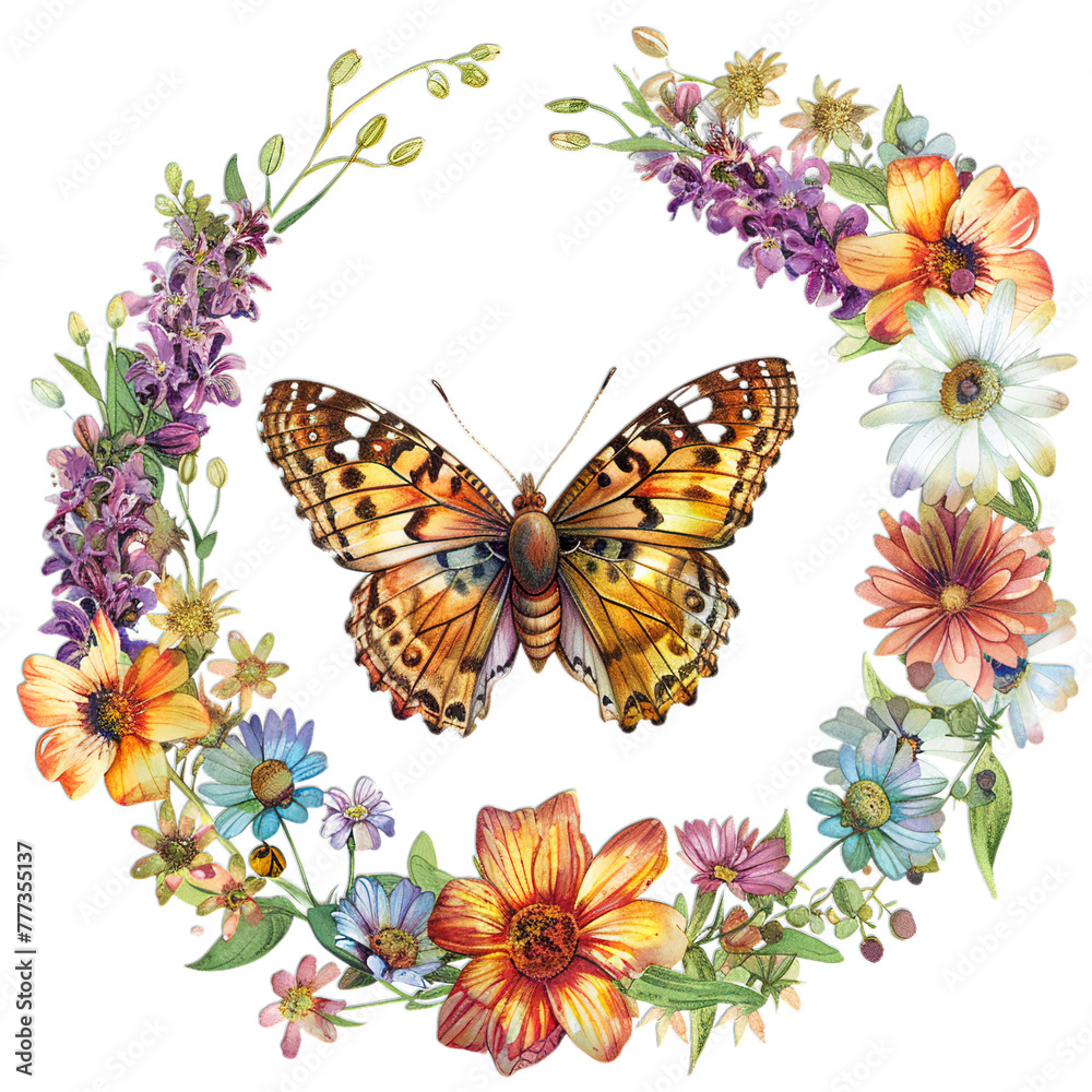 butterfly and flowers