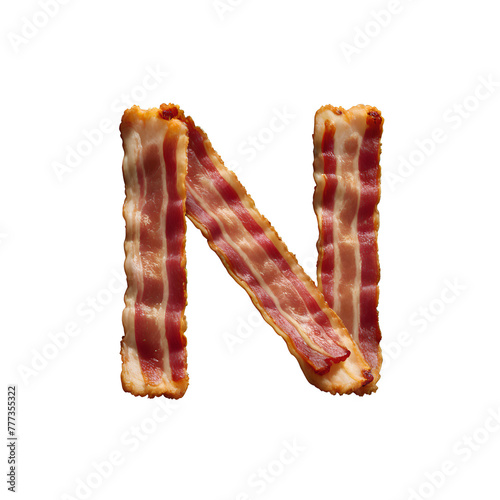 Bacon letter N, PNG file. Generative AI