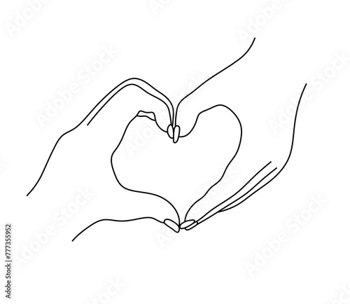 Vector isolated two hand heart hand gesture best friens bestie colorless black and white contour line easy drawing