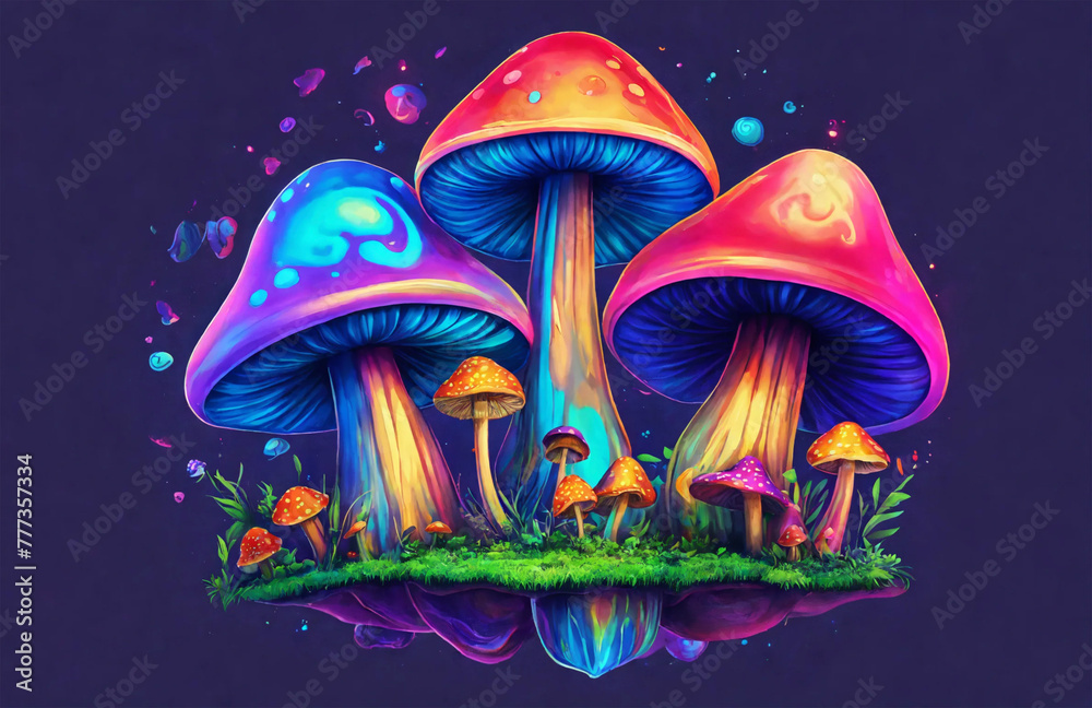 Colorful painted mushroom logo - AI generated Colorful painted mushroom logo - AI generated