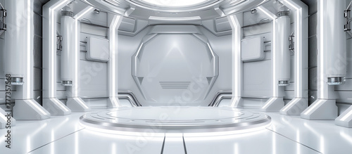 white modern stage podium futuristic concept background