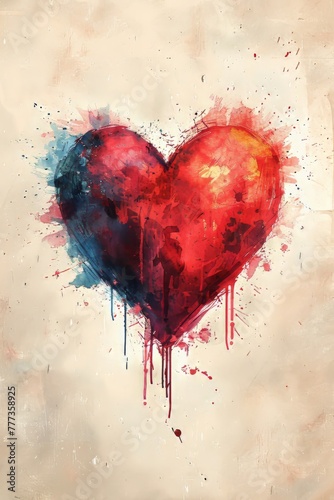 Abstract watercolor love heart