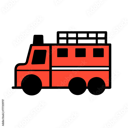 Firetruck icon element vector graphic sign symbol clipart illustration on a Transparent Background