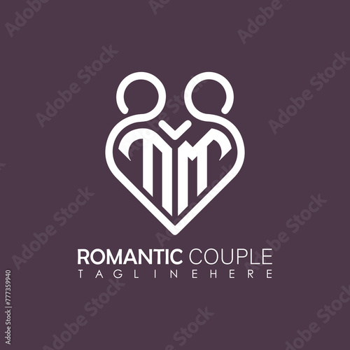 Couple love Heart symbol ALL letter logo icon design template. May be used in medical, dating, Valentines Day and wedding design.