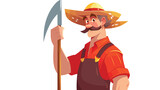 Farmer man with a mustache wearing a hat holding a