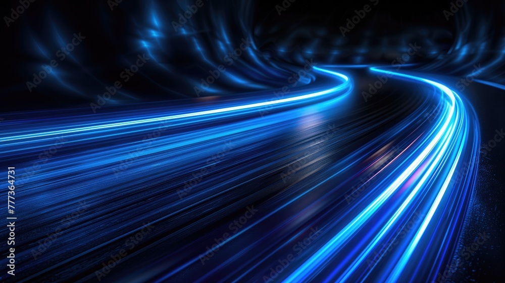 Electric blue wave on dark background resembling liquid sky Electric blue wave on dark background resembling liquid sky