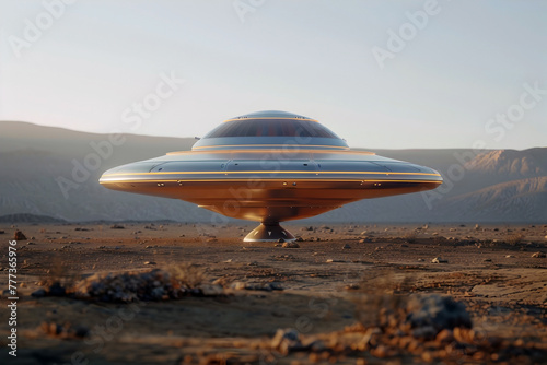 Unidentified Craft Hovers Over Desolate Desert Landscape Sparking Intrigue and Speculation About Potential Extraterrestrial Presence