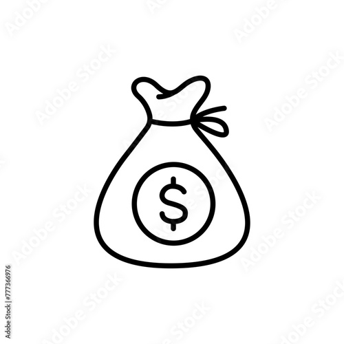 Money bag outline icons, minimalist vector illustration ,simple transparent graphic element .Isolated on white background