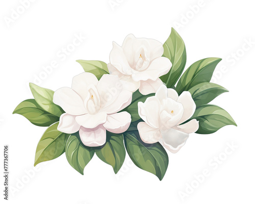 Gardenias flowers remove background , flowers, watercolor, isolated white background