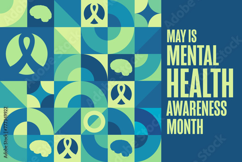 May is Mental Health Awareness Month. Holiday concept. Template for background, banner, card, poster with text inscription. Vector EPS10 illustration.