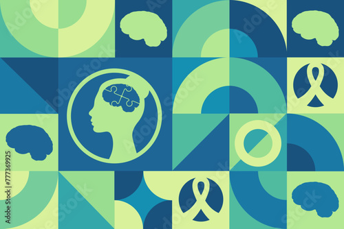 May is Mental Health Awareness Month. Seamless geometric pattern. Template for background, banner, card, poster. Vector EPS10 illustration.