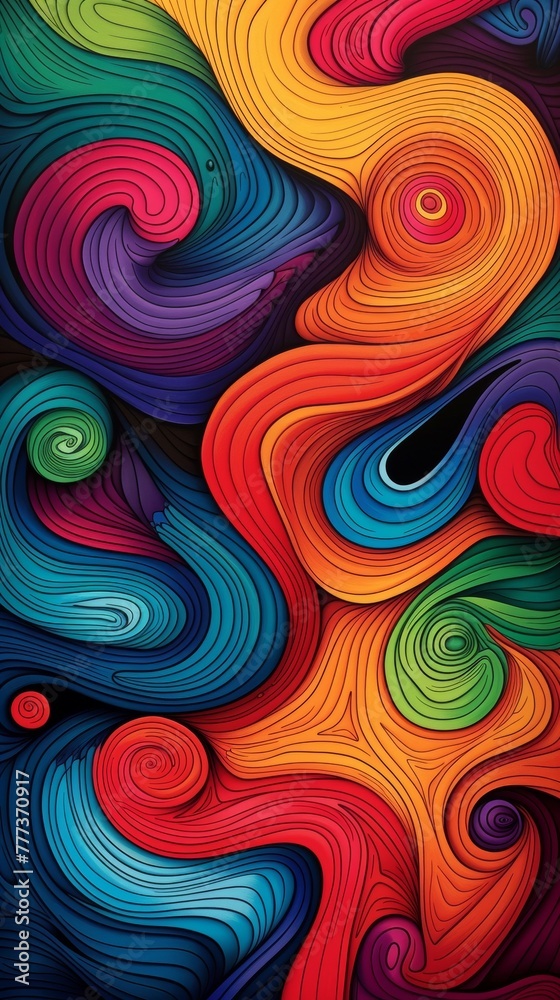 A colorful abstract painting with swirls of different colors, AI A colorful abstract painting with swirls of different colors, AI