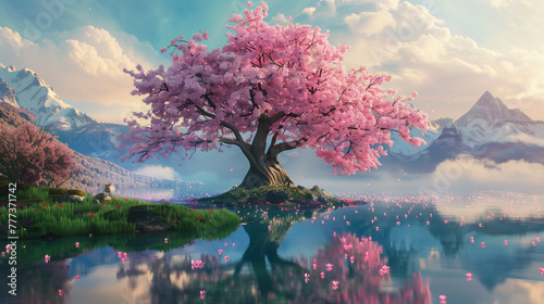 水辺を彩る春の桜