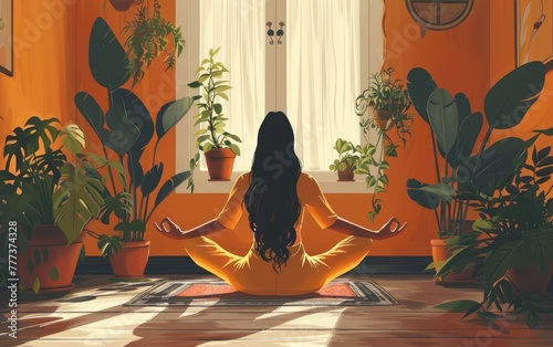 A Women doing Morning Routine of Yoga